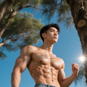 黑皮先生晒八块腹肌